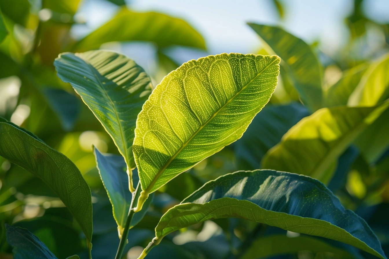 The essence of healthy lemon tree foliage